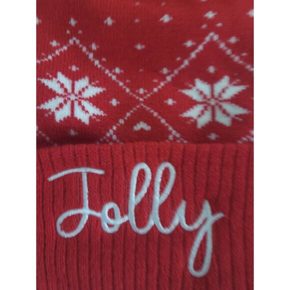 Jolly Red Knit Pom-Pom Beanie Hat - Mighty Fine Brand - Picture 5 of 7